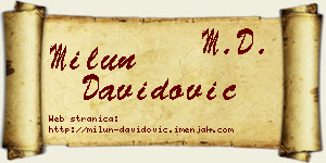 Milun Davidović vizit kartica